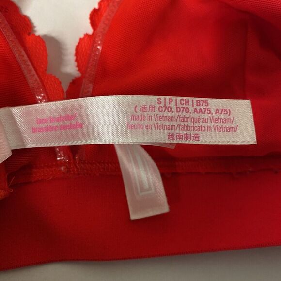 VS PINK Victoria Secret Red Size Small Lace Longline Bralette Strappy - Picture 8 of 8